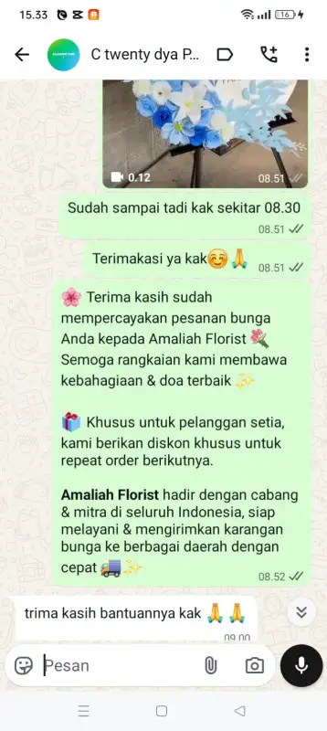 Testimonial krans bunga BELITUNG TIMUR